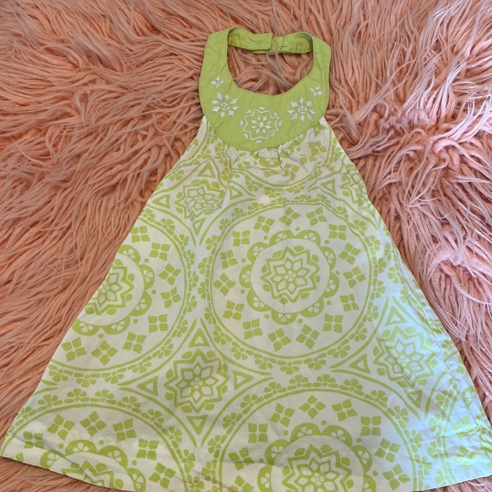 Green toddler halter dress